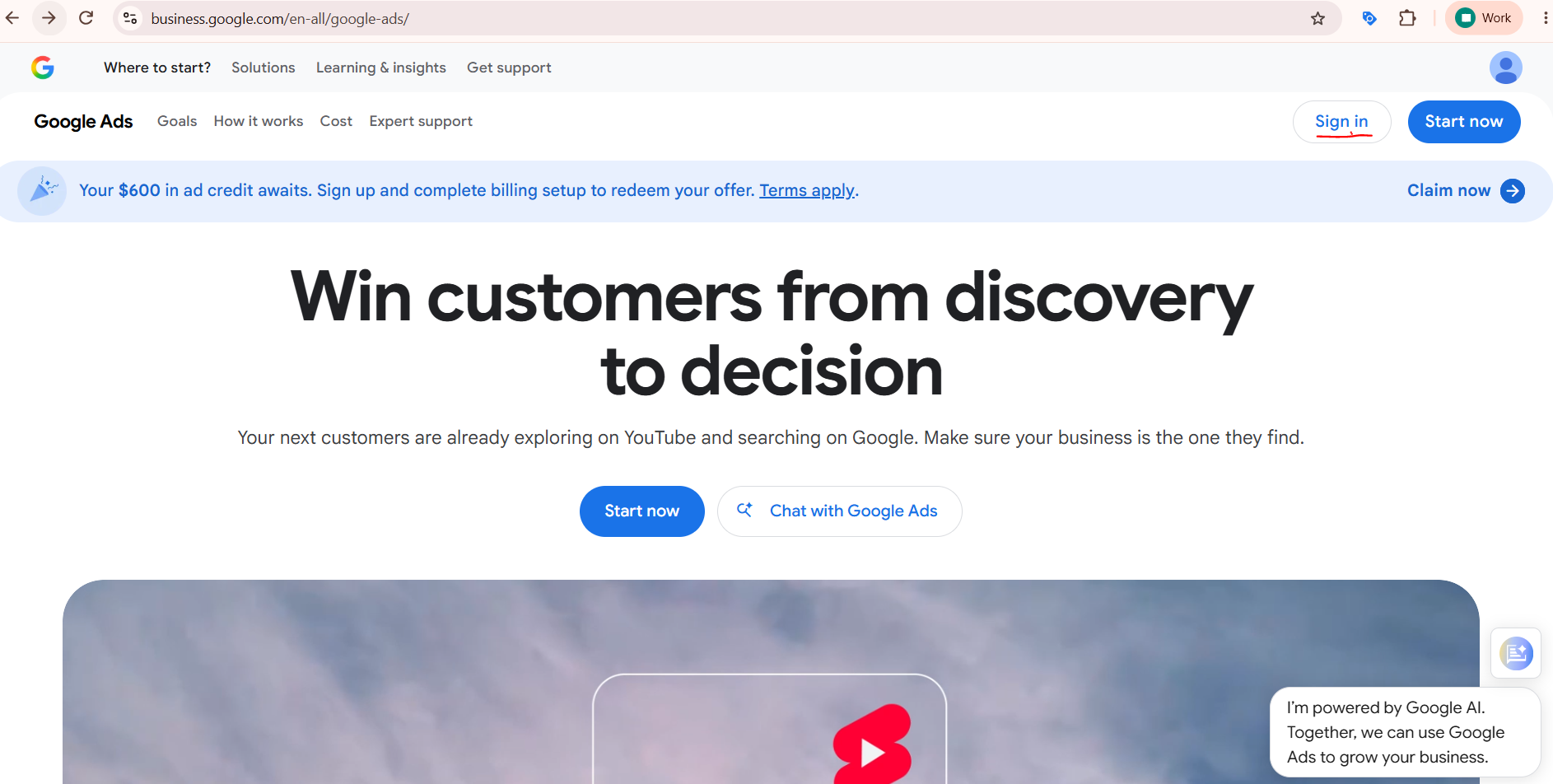 Step 1 - Google Ads sign in